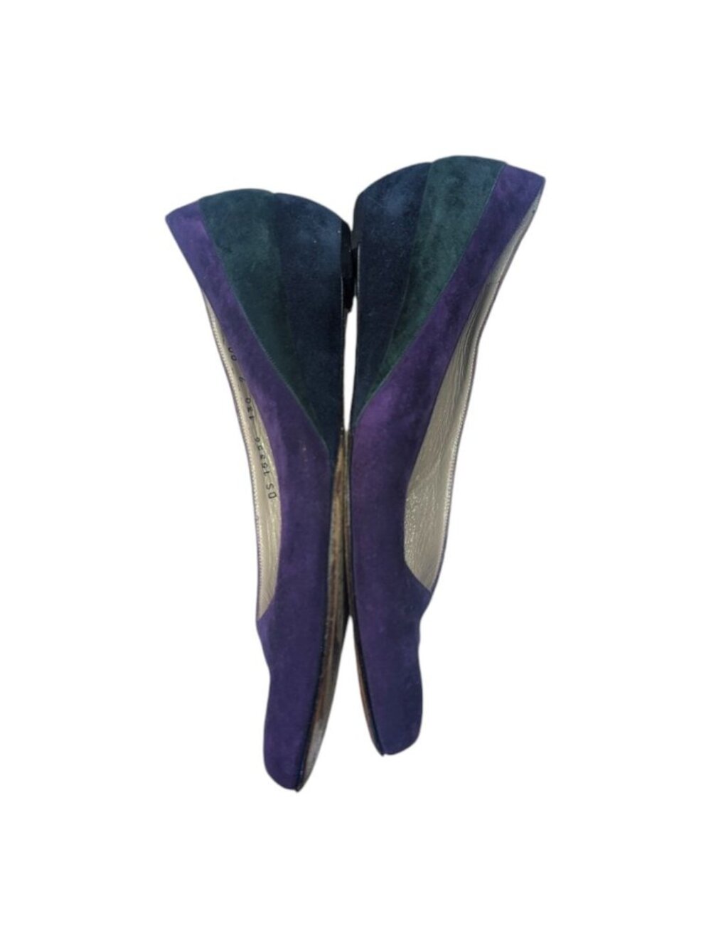 VTG Salvatore Ferragamo Purple Green Kitten Wedge Pointed Toe 9AA - Picture 5 of 7